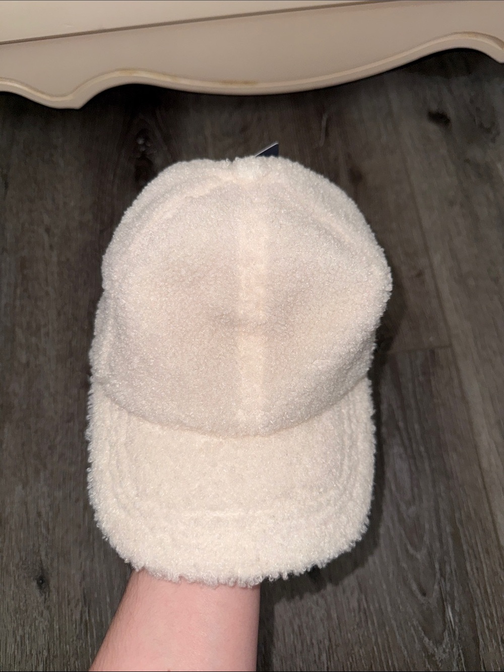 Cozy Sherpa Cream Plush Baseball Cap - Women Accessories